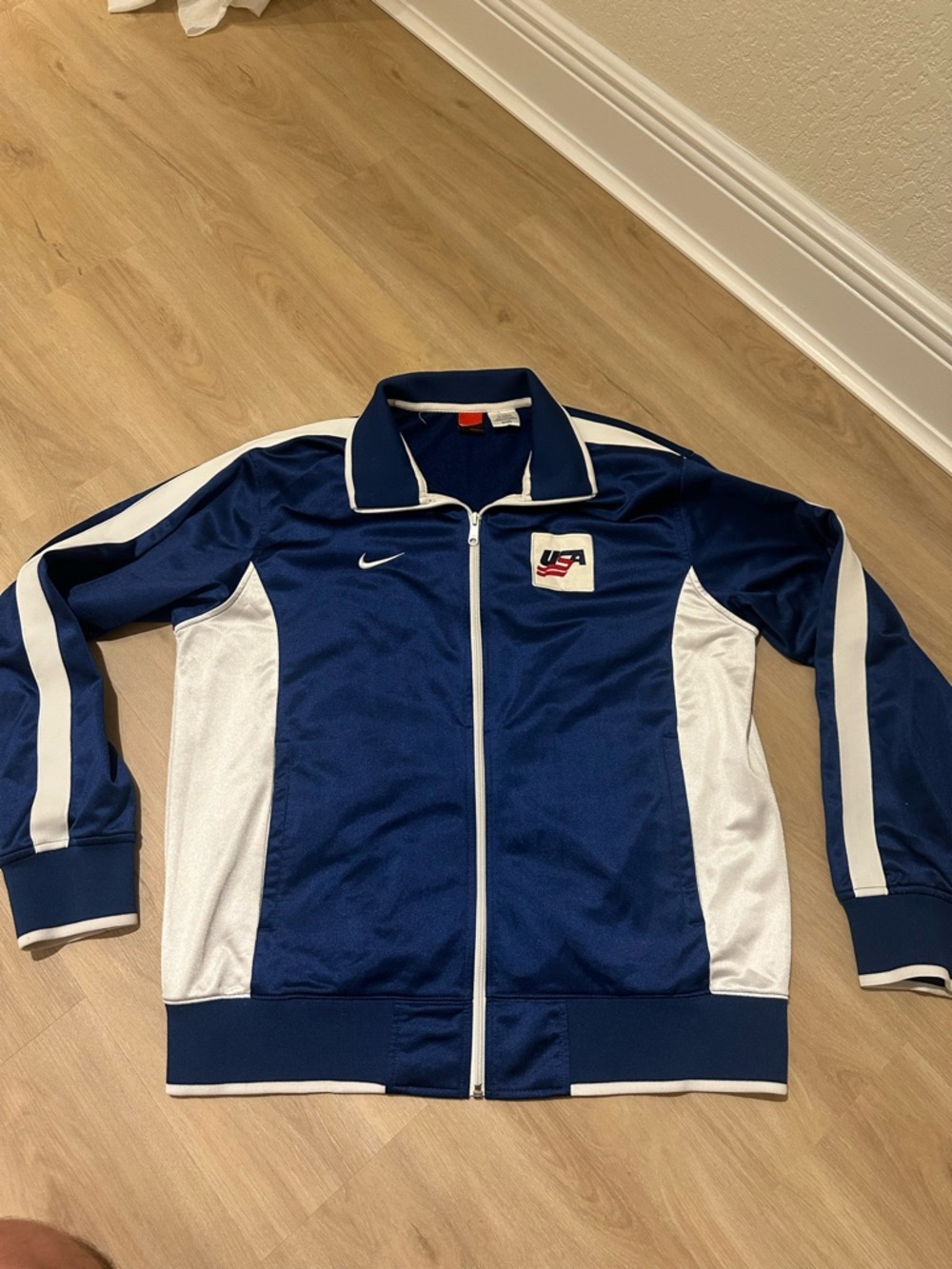 Vintage USA National Hockey Team Jacket Mens XL  Nike Blue  Full Zip Excellent